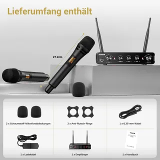 TONOR Draadloos Microfoonsysteem Karaoke met Ontvanger Podium — miniatuur 6