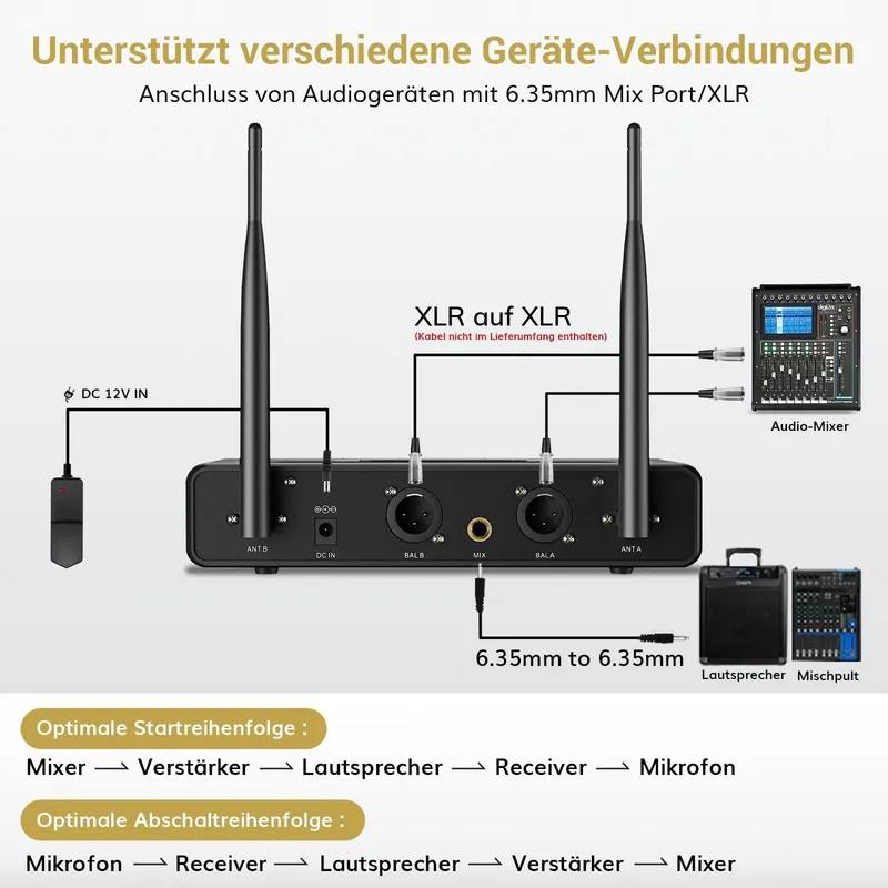 TONOR Draadloos Microfoonsysteem Karaoke met Ontvanger Podium — foto 5