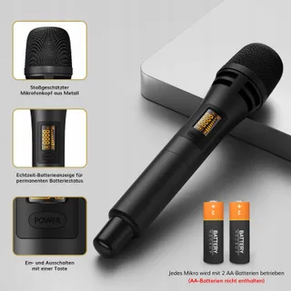 TONOR Draadloos Microfoonsysteem Karaoke met Ontvanger Podium — miniatuur 3