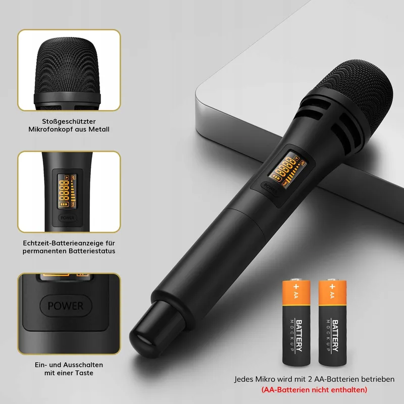 TONOR Draadloos Microfoonsysteem Karaoke met Ontvanger Podium — foto 3