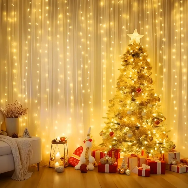 MUSUNIA LED Lichtgordijn USB 2x2M 200LED Slaapkamer Warm Wit — foto 3
