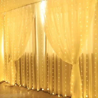 MUSUNIA LED Lichtgordijn USB 2x2M 200LED Slaapkamer Warm Wit — miniatuur 7