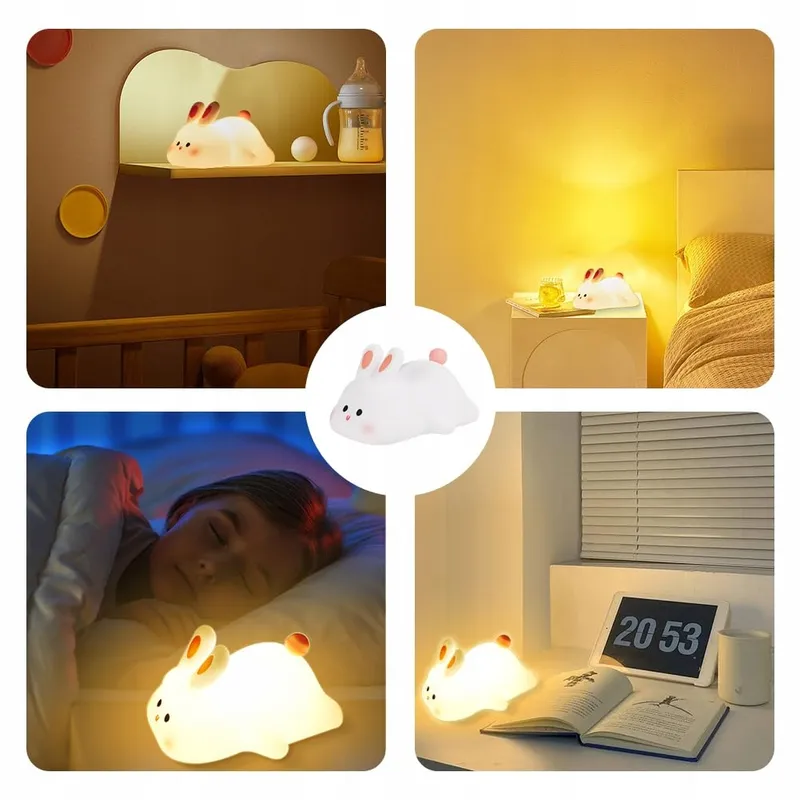 URAQT Siliconen Nachtlampje Konijn LED USB Touch — foto 9
