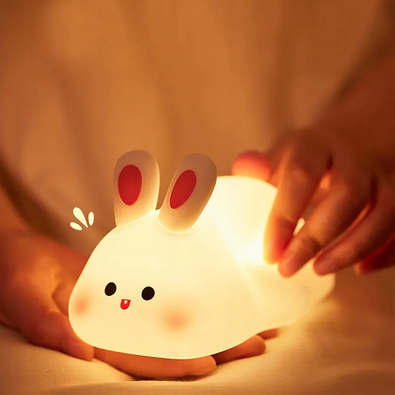URAQT Siliconen Nachtlampje Konijn LED USB Touch — foto 1