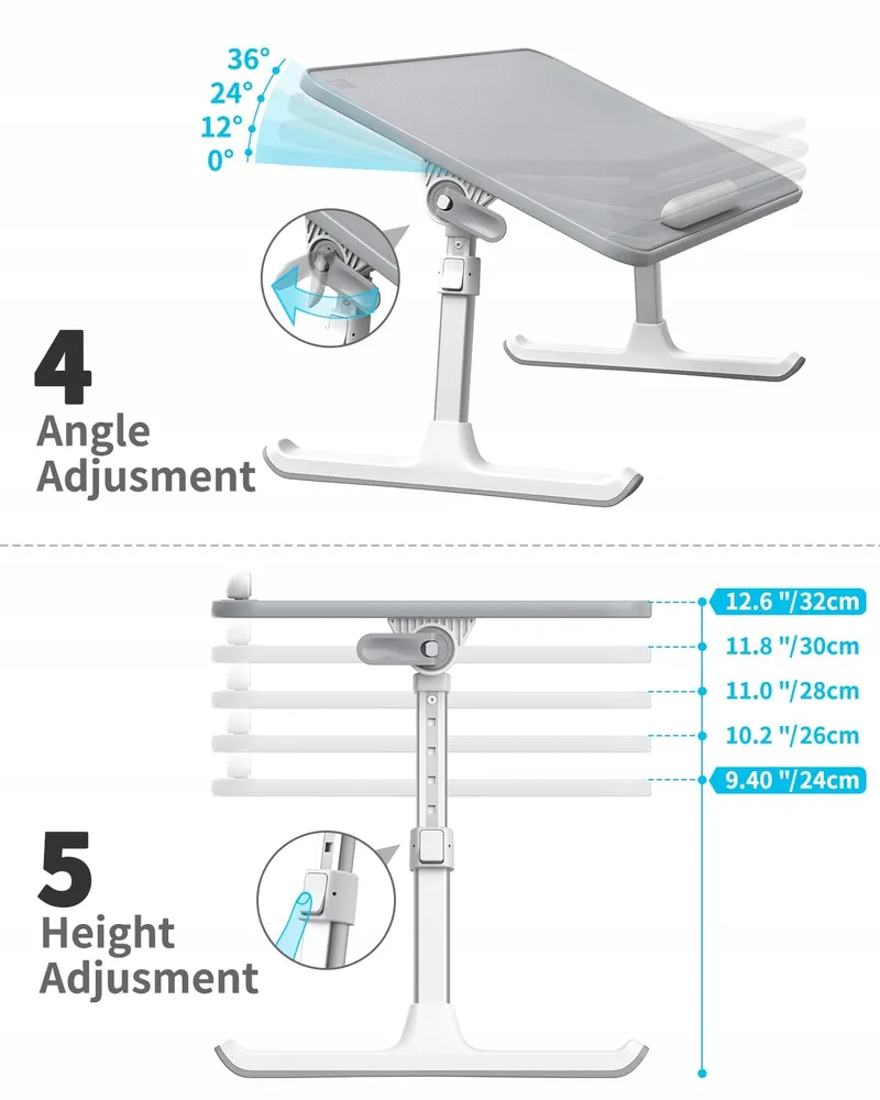 SAIJI Bedtafel Laptoptafel Verstelbaar 17 inch 60x33cm — foto 4
