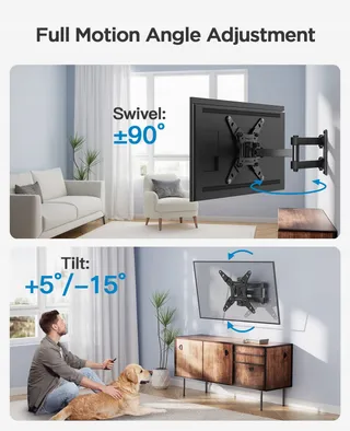 PERLESMITH TV-muurbeugel Kantelbaar Draaibaar 13-42 inch 20kg — miniatuur 6