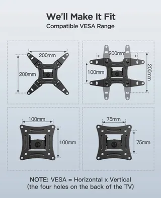 PERLESMITH TV-muurbeugel Kantelbaar Draaibaar 13-42 inch 20kg — miniatuur 7