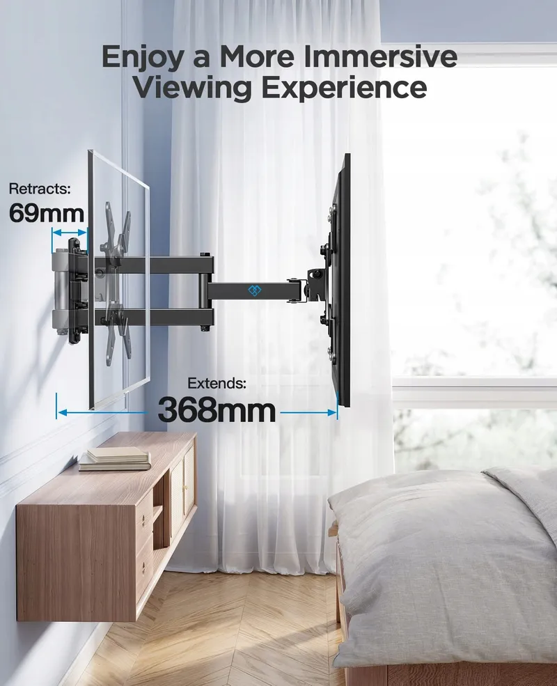 PERLESMITH TV-muurbeugel Kantelbaar Draaibaar 13-42 inch 20kg — foto 5