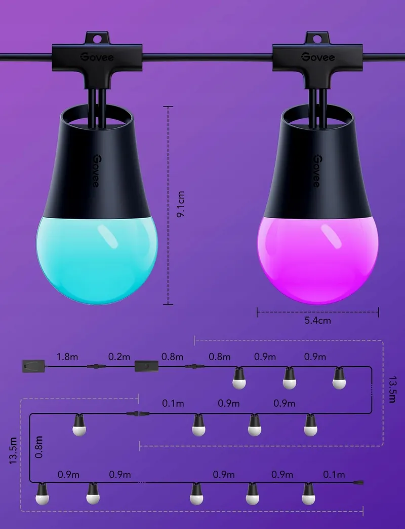 GOVEE Slimme Buitenverlichting 30M RGBIC LED IP65 Alexa App — foto 7