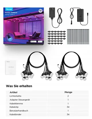 GOVEE Slimme Buitenverlichting 30M RGBIC LED IP65 Alexa App — miniatuur 8