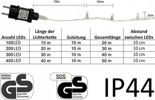 GRESONIC Kerstverlichting Lichtsnoer 200 LED 20m Warmwit — miniatuur 4