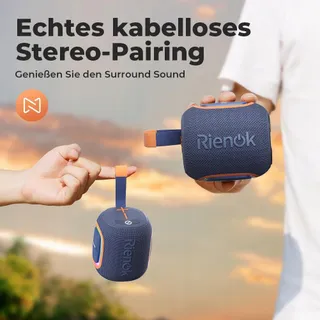 RIENOK Bluetooth 5.3 Speaker FM Radio Waterdicht 15u Speeltijd — miniatuur 4