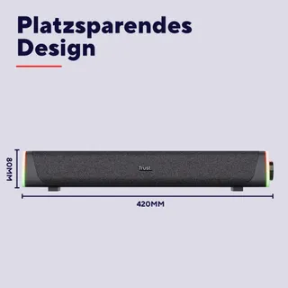 TRUST Liro Soundbar PC 12W RGB LED USB AUX Zwart — miniatuur 4