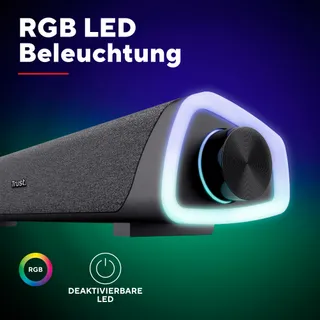 TRUST Liro Soundbar PC 12W RGB LED USB AUX Zwart — miniatuur 5