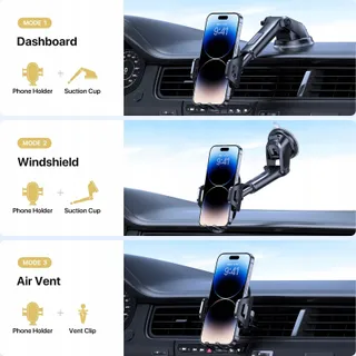 MIRACASE Telefoonhouder Auto 3-in-1 Zuignap Ventilatie — miniatuur 2