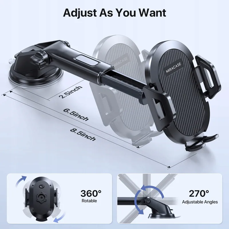 MIRACASE Telefoonhouder Auto 3-in-1 Zuignap Ventilatie — foto 4
