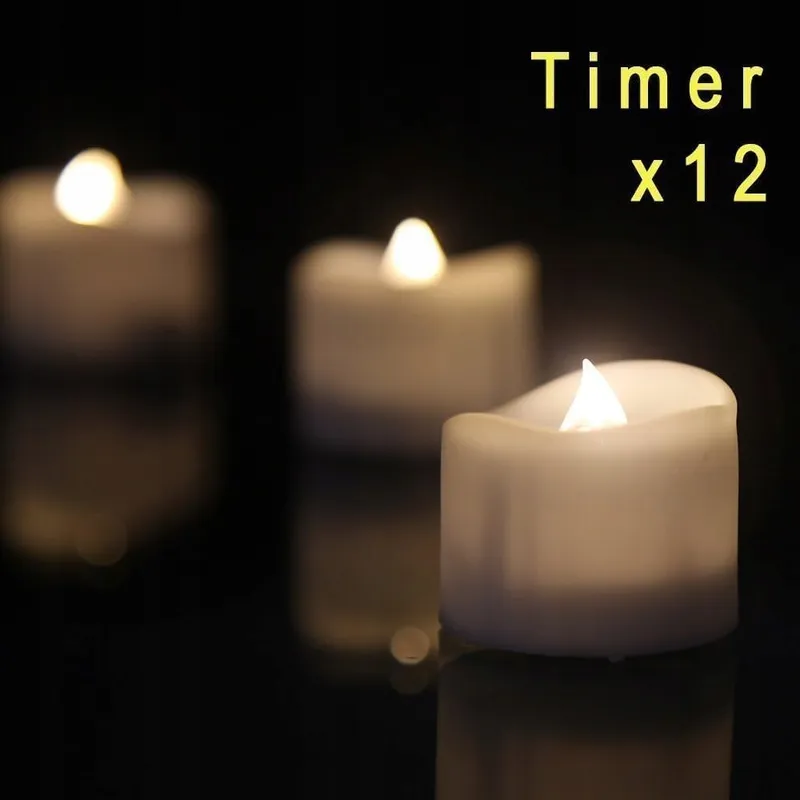 FLIMES Vlamloze LED Waxinelichtjes Met Timer 12 Stuks Warmwit — foto 2