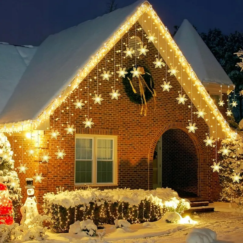ELEUTH Kerstverlichting Sneeuwvlokken Lichtgordijn 96 LED Decoratie — foto 5