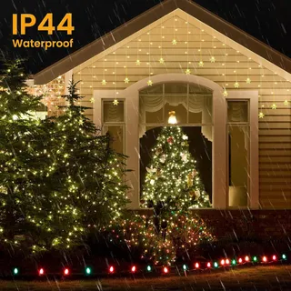 ELEUTH Kerstverlichting Sneeuwvlokken Lichtgordijn 96 LED Decoratie — miniatuur 4