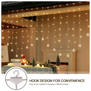 BLOOMWIN Lichtgordijn Sterren Kerst 104 LED USB 8 Modi Binnen — miniatuur 4