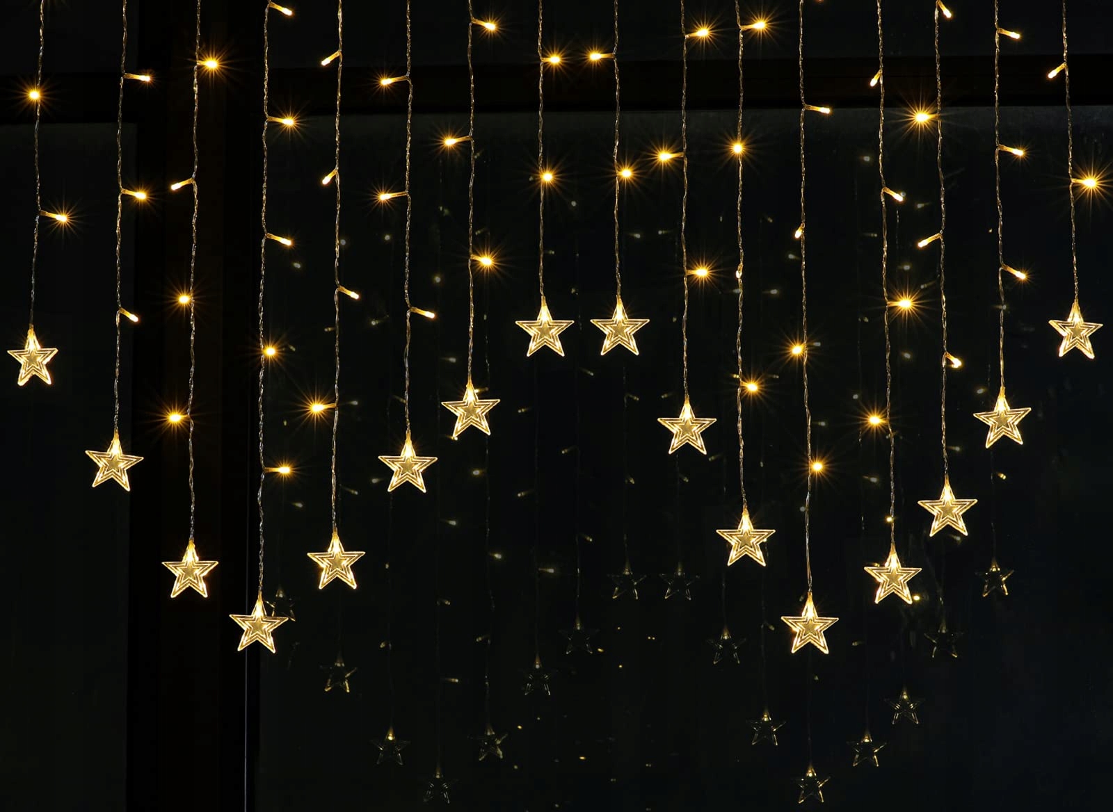 BLOOMWIN Lichtgordijn Sterren Kerst 104 LED USB 8 Modi Binnen