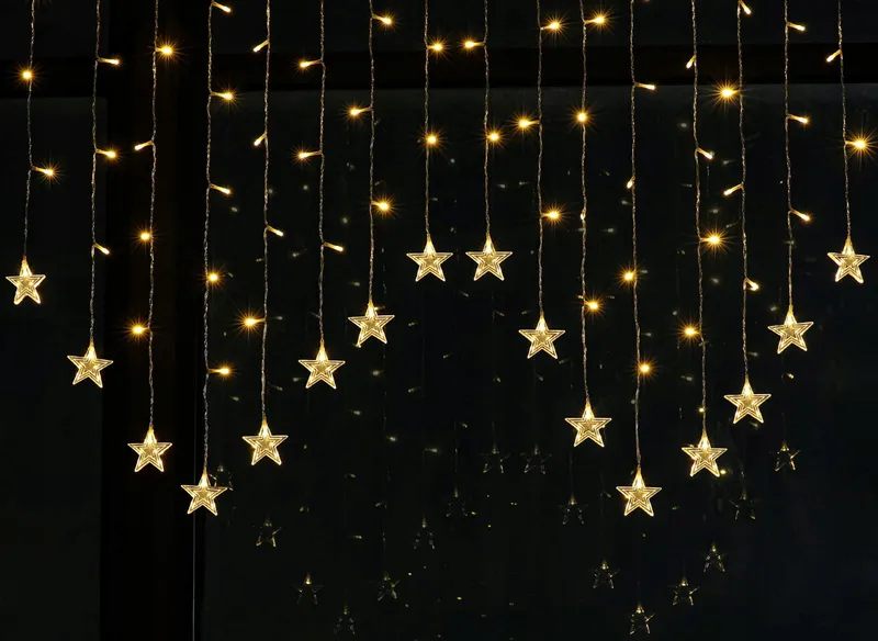 BLOOMWIN Lichtgordijn Sterren Kerst 104 LED USB 8 Modi Binnen — foto 1