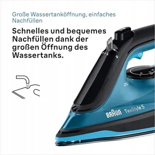 BRAUN TexStyle 5 Stoomstrijkijzer 2600W Zwart Blauw — miniatuur 6