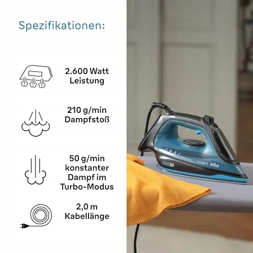 BRAUN TexStyle 5 Stoomstrijkijzer 2600W Zwart Blauw — foto 3