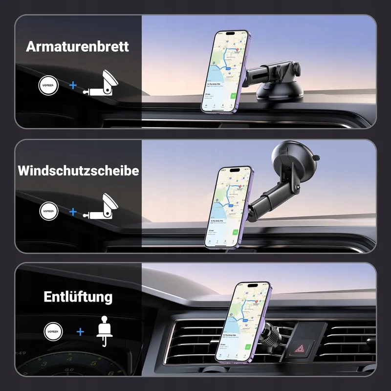 UGREEN MagSafe Autohouder 2-in-1 360° Draaibaar — foto 2