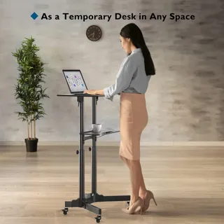 BONTEC Verstelbaar Mobiel Sta-bureau Wielen Kantelbaar Platform — miniatuur 7