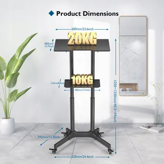 BONTEC Verstelbaar Mobiel Sta-bureau Wielen Kantelbaar Platform — miniatuur 5