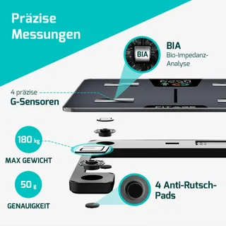 FITAGE Digitale Personenweegschaal 180kg Lichaamsanalyse App LCD — miniatuur 4
