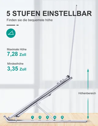 BABACOM Aluminium Laptopstandaard Verstelbaar Geventileerd 10-15,6" — miniatuur 2