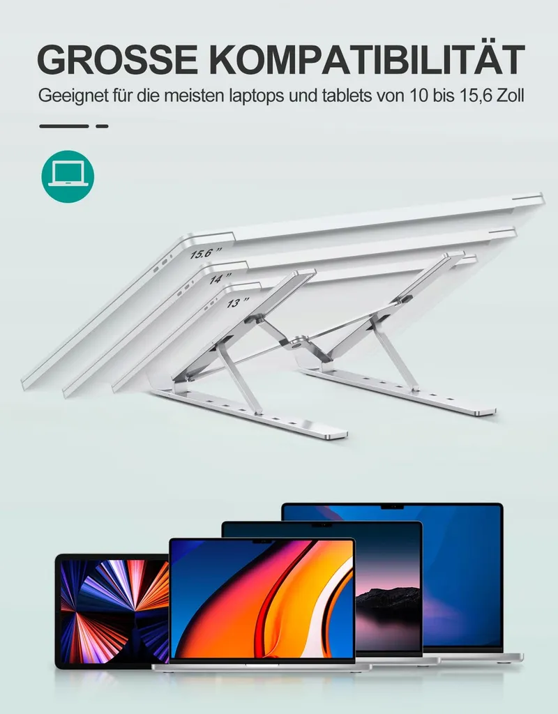 BABACOM Aluminium Laptopstandaard Verstelbaar Geventileerd 10-15,6" — foto 6