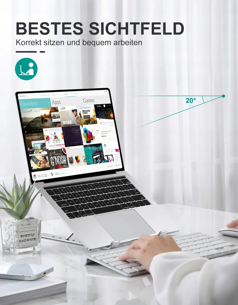 BABACOM Aluminium Laptopstandaard Verstelbaar Geventileerd 10-15,6" — foto 3