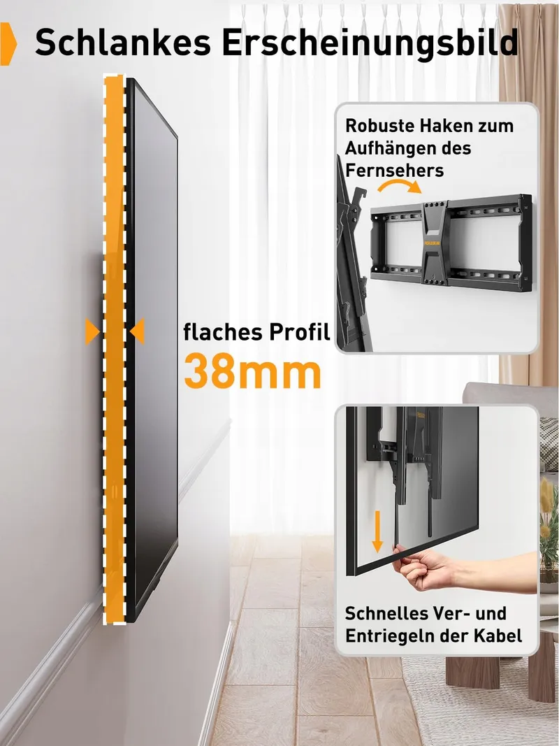 PERLEGEAR TV Muurbeugel 37-82" Kantelbaar 60kg VESA 600x400 — foto 6