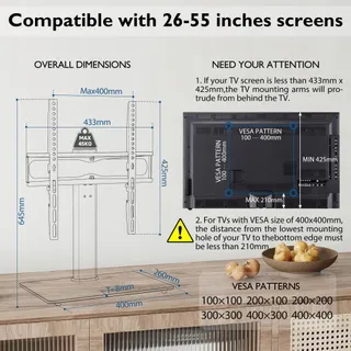BONTEC TV Standaard Draaibaar 26-55 Inch Tot 45kg VESA 400x400 — miniatuur 6