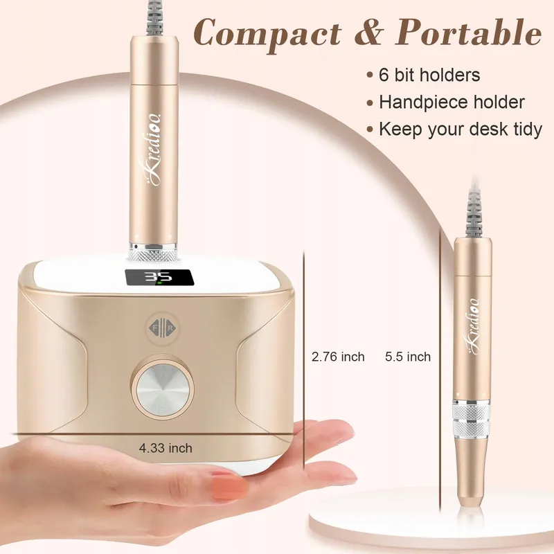 KREDIOO Nagelfrees 35000 RPM Manicure Pedicure Set LED Display — foto 7