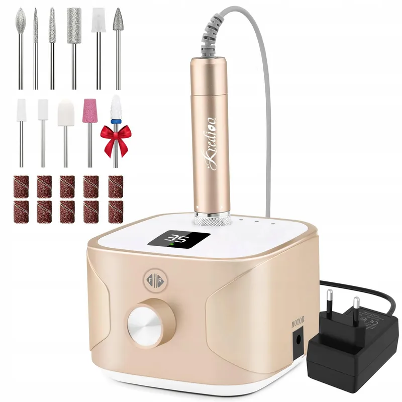 KREDIOO Nagelfrees 35000 RPM Manicure Pedicure Set LED Display — foto 1