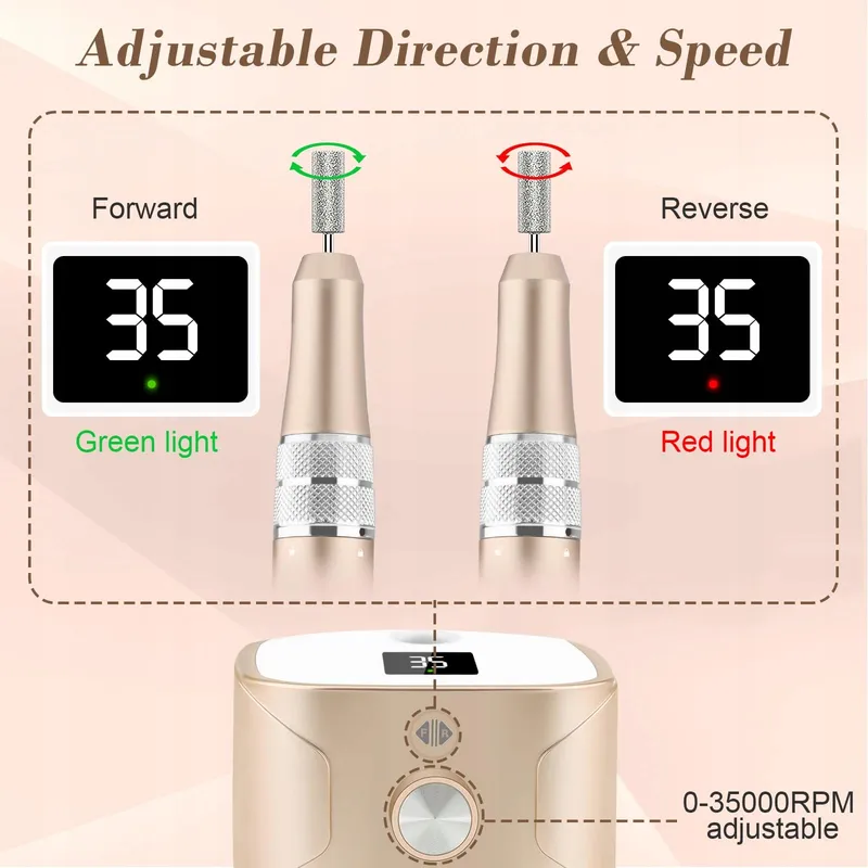 KREDIOO Nagelfrees 35000 RPM Manicure Pedicure Set LED Display — foto 5