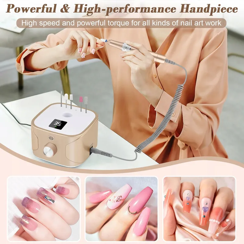 KREDIOO Nagelfrees 35000 RPM Manicure Pedicure Set LED Display — foto 3