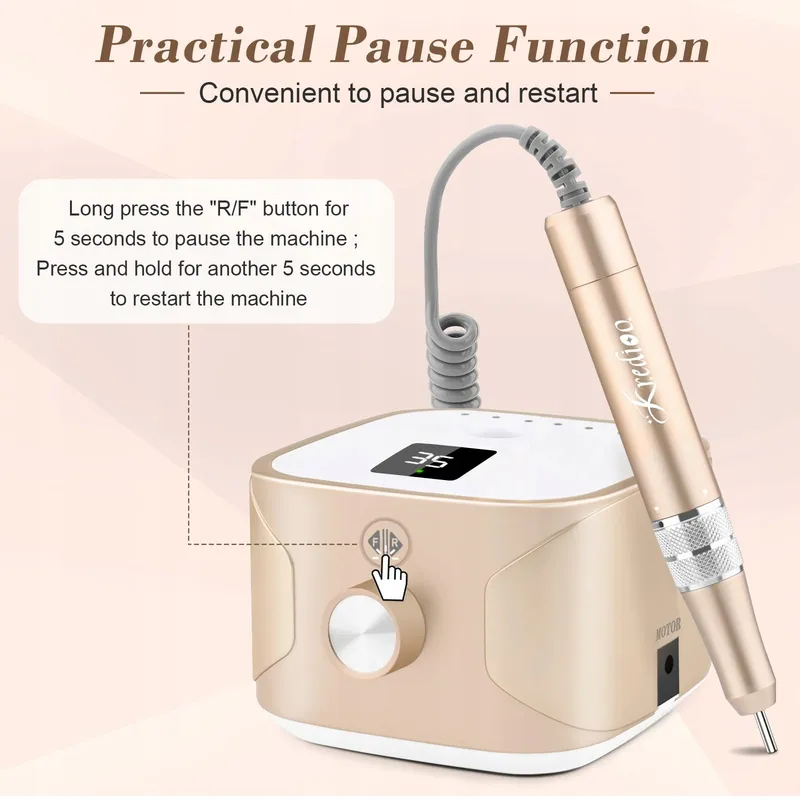 KREDIOO Nagelfrees 35000 RPM Manicure Pedicure Set LED Display — foto 4