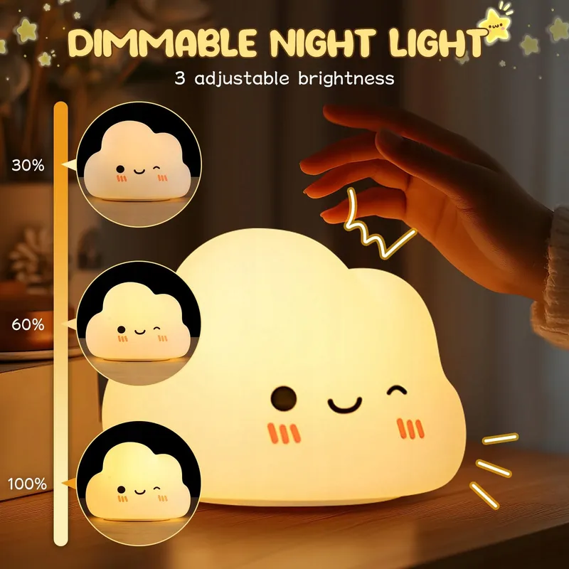 DIBONIUR Nachtlampje Kinderen Siliconen Kawaii 7 Kleuren Touch — foto 4