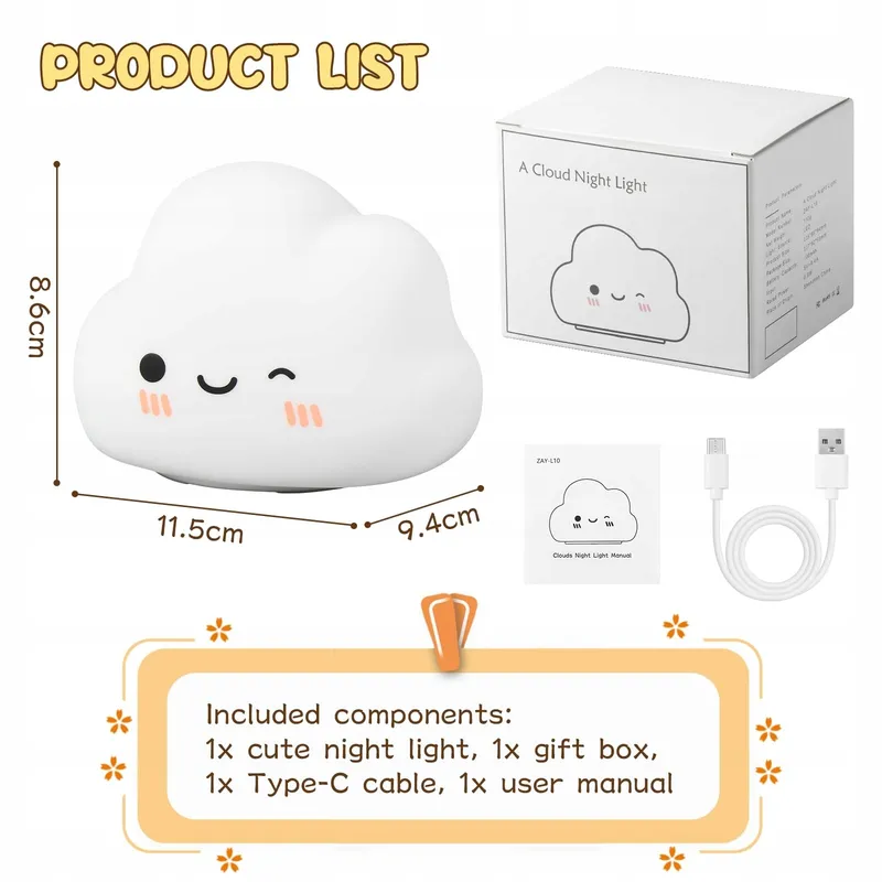 DIBONIUR Nachtlampje Kinderen Siliconen Kawaii 7 Kleuren Touch — foto 8