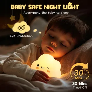 DIBONIUR Nachtlampje Kinderen Siliconen Kawaii 7 Kleuren Touch — miniatuur 2