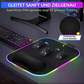 GIMARS RGB Gaming Muismat met Polssteun Ergonomisch Antislip — miniatuur 4