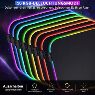 GIMARS RGB Gaming Muismat met Polssteun Ergonomisch Antislip — miniatuur 3