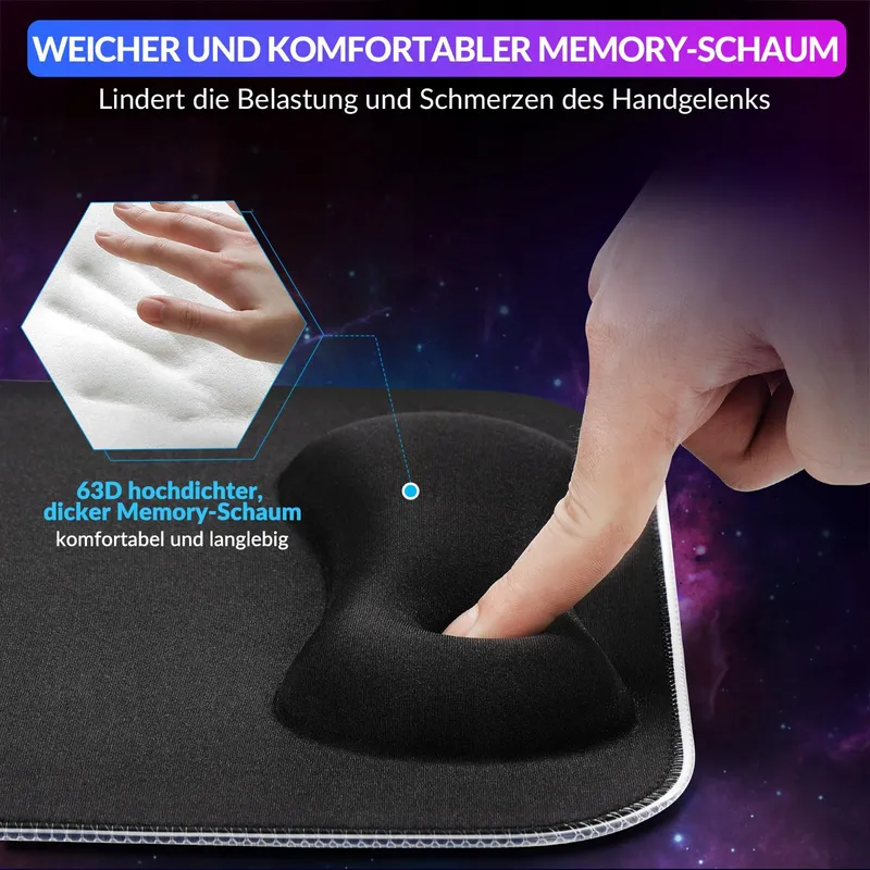 GIMARS RGB Gaming Muismat met Polssteun Ergonomisch Antislip — foto 6