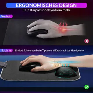 GIMARS RGB Gaming Muismat met Polssteun Ergonomisch Antislip — miniatuur 5