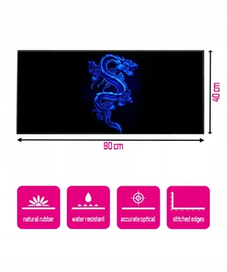 SILENT MONSTERS Muismat XXL 900x400mm Blauwe Draak Gaming — miniatuur 3